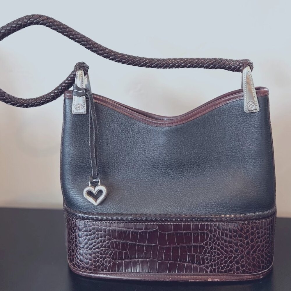 Vintage Brighton Black and Brown Leather Handbag